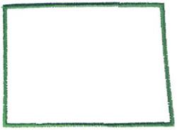 Embroidered green rectangular frame with a distinct green outline and slightly frayed edges, perfect for customization.