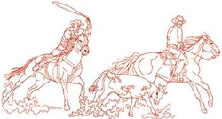 Team Roping Outline Embroidery Design | EmbroideryDesigns.com