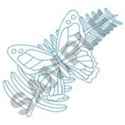 Butterfly On Leaf Embroidery Design | EmbroideryDesigns.com