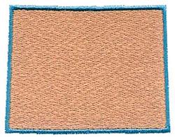 Rectangular patch with textured light brown center, solid blue border, and uniform stitching for a clean finish.
