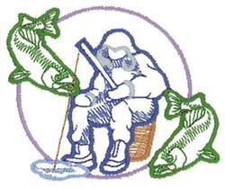 Ice Fishing Logo Embroidery Design