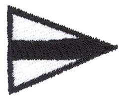 Triangular geometric shape with a black outer edge and a white center, showcasing minimalist design in stark contrast.