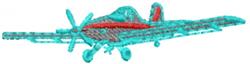 Colorful airplane design in vibrant turquoise and red, featuring an aerodynamic shape and propeller, perfect for kids.