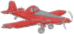 Cartoonish airplane with bright red color and gray accents, featuring detailed wings in a dynamic pose.