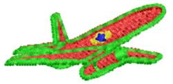 Playful airplane design in vibrant red and green with a blue star detail, perfect for kids' projects.