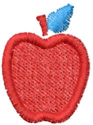 Colorful apple with a vibrant red hue and playful blue leaf, featuring a smooth outline, perfect for kitchen decor.
