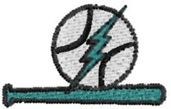 Bold baseball with a lightning bolt overlay and a cartoonish bat below, all in vibrant colors.
