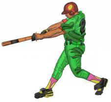 Baseball player in vibrant green uniform swinging bat, dynamic pose conveys action and energy.