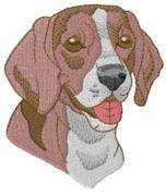 Realistic Beagle dog head with expressive features, in brown and white hues, perfect for a rustic decor.