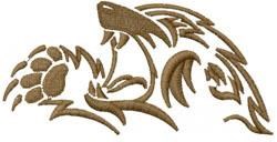 Stylized bear claw gripping a snake, with dynamic brown tones and flowing lines, perfect for rustic decor.