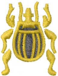 Playful beetle in vibrant yellow with blue accents and intricate details, perfect for various embroidery projects.