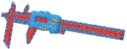 Colorful caliper measuring tool in blue with playful red accents and yellow details, perfect for educational crafts.