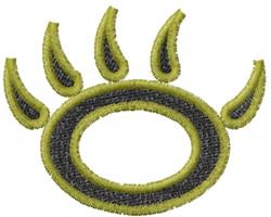 Modern circular design with elongated flame-like protrusions in bright green and black, ideal for playful embroidery.