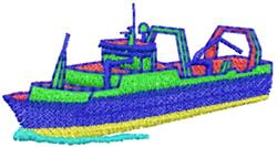Playful boat in bright green, blue, and orange with a vibrant side view design, perfect for nautical themes.