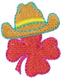 Colorful cowboy hat with a green band on a bold pink clover leaf, perfect for St. Patrick's Day festivities.