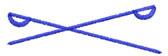 Crossed swords in bold blue color, showcasing a simple graphic style with clean lines.