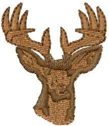 Realistic deer head with detailed antlers in natural brown shades, showcasing soft fur texture in earthy wildlife design.