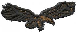 Realistic eagle in flight with detailed feathers and wings, showcasing nature's beauty in embroidery.