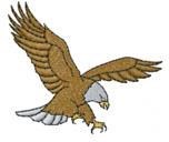Realistic eagle with spread wings, brown and gray feathers, symbolizing strength and grace in wildlife.