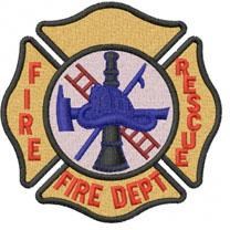 FIRE RESCUE BADGE - 4x4 badge detailed machine embroidery design for Uniform Badges