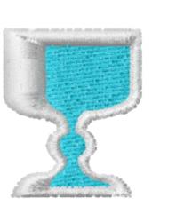 Stylized goblet in turquoise with a white outline, featuring a modern, minimalist design, perfect for embroidery.