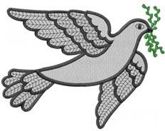 Stylized gray dove with detailed wings and olive branch, symbolizing peace for weddings or special occasions.