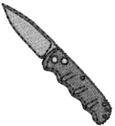Knife tool featuring a glossy blade and textured handle, designed in a minimalist style, ideal for cooking.