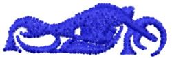 Bold motorcycle silhouette in vibrant blue with smooth lines, creating a sense of motion. Perfect for embroidery on caps.