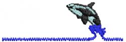 Colorful orca leaping from water with dynamic blue splashes, perfect for playful children's items.