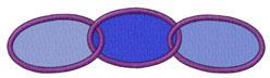 Overlapping ovals in light and dark blue with a purple outline, featuring a minimalistic geometric style.