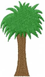 Stylized palm tree with lush green fronds and a sturdy brown trunk, vibrant summer design.