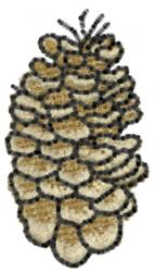 Realistic pinecone with intricate brown and tan scales, accented by black outlines. Perfect for fall decor.