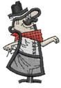 beginner-friendly man machine embroidery pattern - Pizza Man for kitchen tea towels