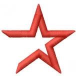 Bold red star with a three-dimensional look, featuring smooth edges and vivid color, perfect for decorations.