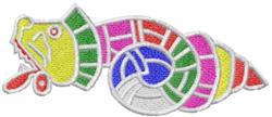 Colorful snake design with a vibrant green head, playful patterns, and a swirling tail, perfect for kids' apparel.