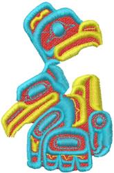Stylized bird with intricate outlines in vibrant red, yellow, and blue, showcasing a bold geometric style.