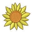 Cheerful sunflower with bright yellow petals and a rich brown center, perfect for spring and summer decor.