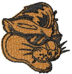 Bold tiger head with fierce expression and black outlines, featuring vibrant orange fur, ideal for fun applications.