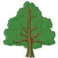 Cartoonish tree with bushy green canopy and brown trunk, cheerful design for nature-inspired embroidery.