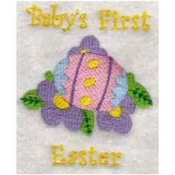 Babys First Easter - 4x4 Easter eggs detailed embroidery design for cute baby onesies