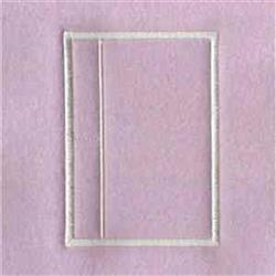 Blank rectangular frame outlined in light color against a soft pink background, showcasing a minimalist and clean design.