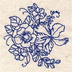 leaf redwork machine digital embroidery - Bloom Bluework perfect for kitchen aprons
