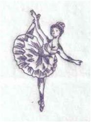 Bluework Ballet Dancer - 4x4 dancer redwork embroidery design for Dance Costumes