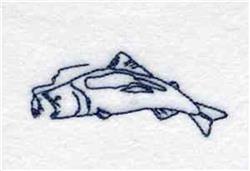 Bluework Biting Fish - 4x4 fish redwork machine embroidery design for Tackle Bags