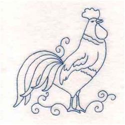 beginner-friendly bird redwork machine embroidery pattern - Bluework Crower for kitchen aprons