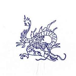 Bluework Dragon - 5x7 monster redwork machine embroidery design for reusable tote bags