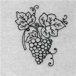 leaf redwork machine embroidery - Bluework Fall Grapes perfect for Tablecloths