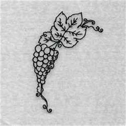 Bluework Fall Grapes - 4x4 leaf redwork embroidery design for kitchen tea towels