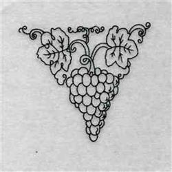 quick stitch autumn leaf redwork machine embroidery pattern - Bluework Fall Grapes for Wine Bottles