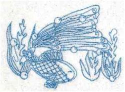 beginner-friendly fish redwork machine embroidery pattern - Bluework Fish for patchwork quilt blocks